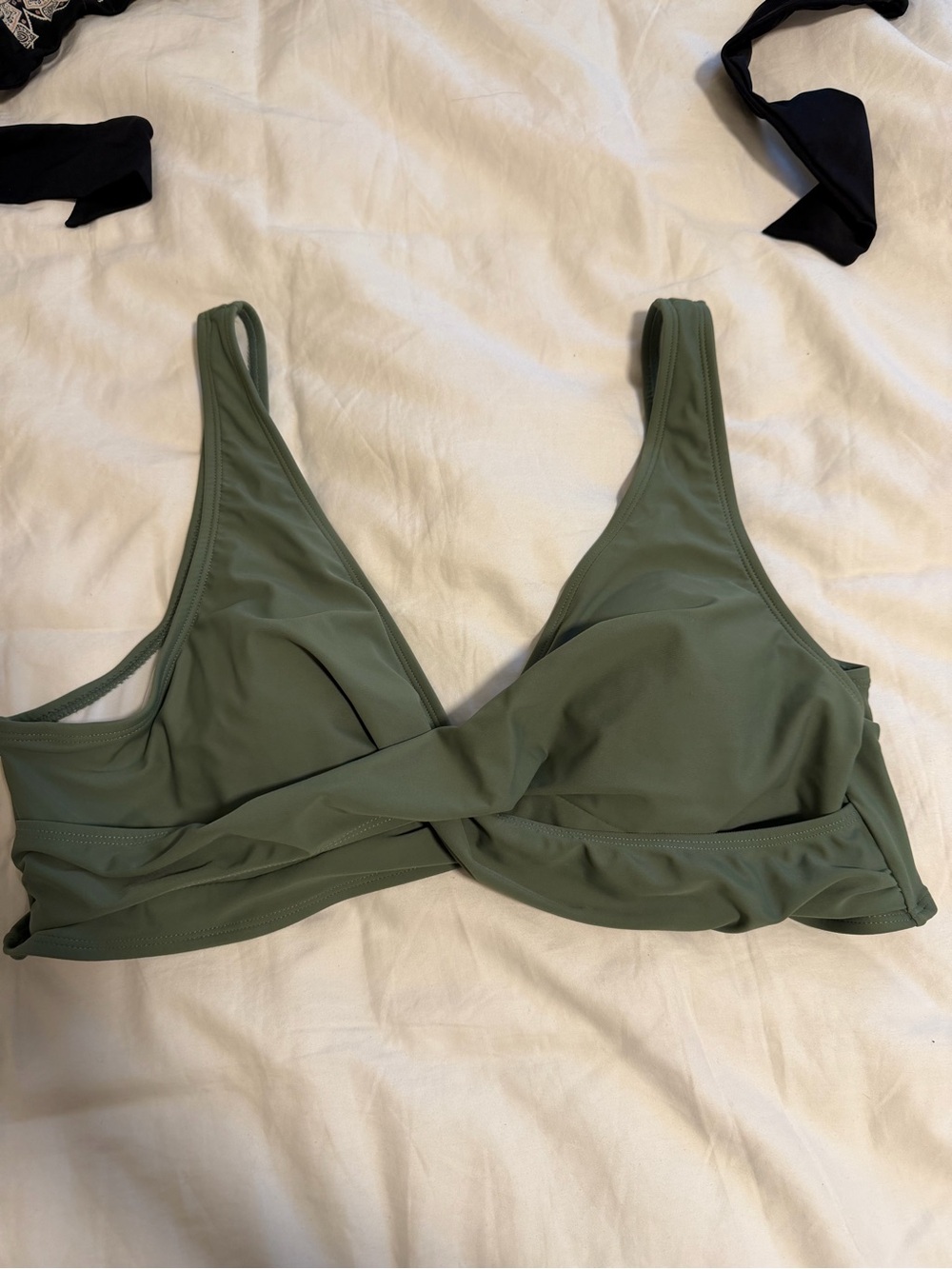 Olive Green Twist Front Bralette - Women Intimates & Sleepwear